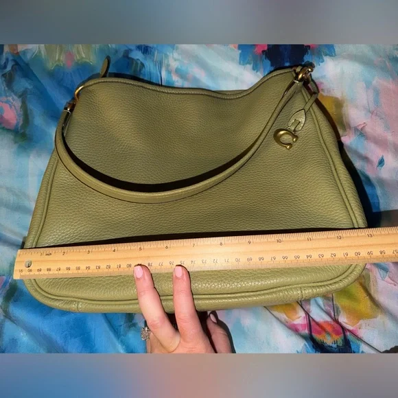 Coach Cary Moss Olive Green Pebbled Leather Shoulder Bag - also have the wallet! - Picture 15 of 16